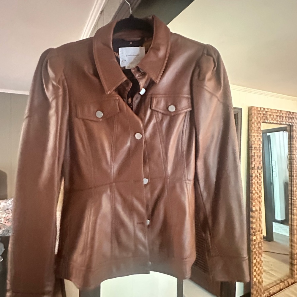 Anthropologie Brown Leather Moto Jacket